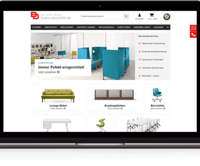 Magento-basierter Büromöbel-Shop mit individuellem Produktkonfigurator